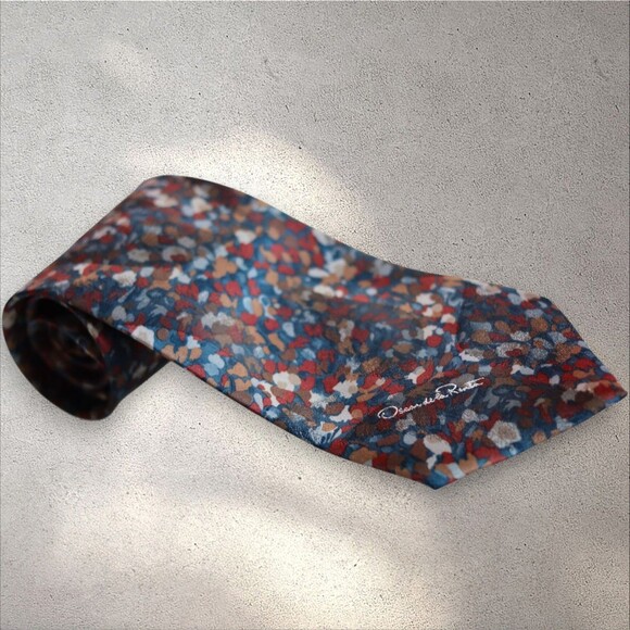 Oscar de la Renta Studio Men's Tie Abstract Painterly Print Multicolor 57”x4” N - Picture 1 of 9
